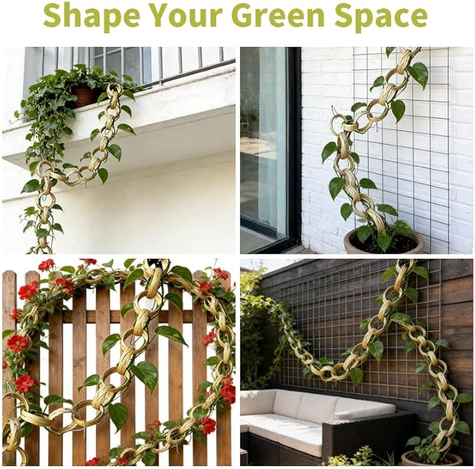 Chain Trellis for Climbing Plants 20 Pcs Natural Bamboo Trellis, Golden Handwoven, 6 Ft Indoor & Outdoor House Plant Accessories, Monstera, Pothos, Ivy, Garden Wall Trellis & Plant Vine Support