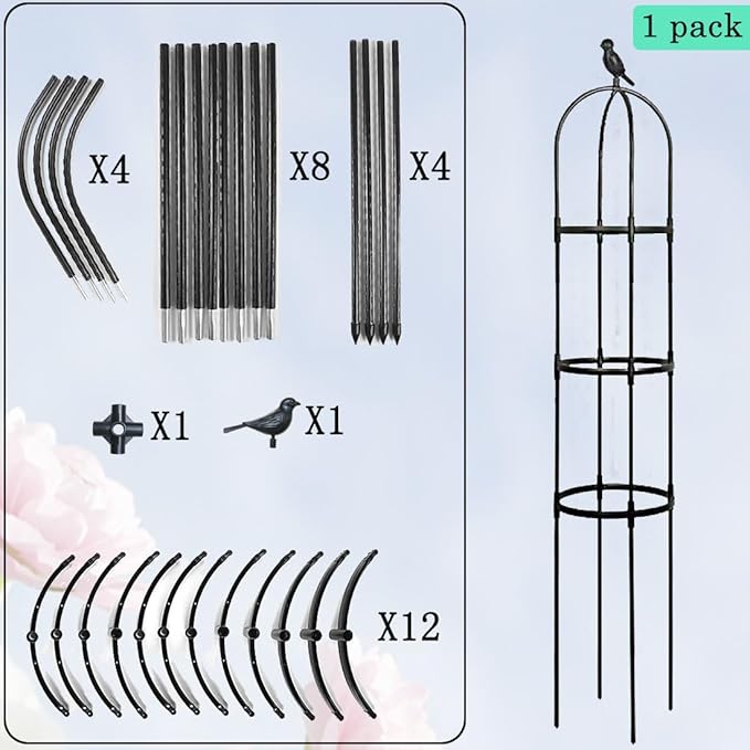 Garden Trellis for Climbing Plants Outdoor, Metal Plant Trellis with PE Coated, Rustproof Plant Support for Flowers Vegetable Vine, Tomato cage for Potted Plants Indoor Outdoor,Lightweight - 1 Pack
