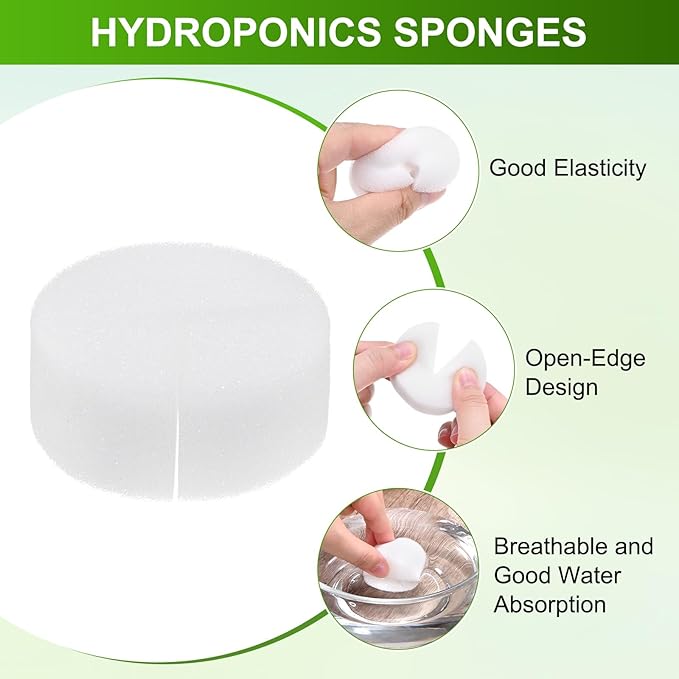 30-Pack Hydroponics Sponges, 2.76 Inch Growing Media Cylindrical Sponges for Planting Gardening Tool/Grow Seedlings/Home Vegetable Flower, Soilless Cultivation Seedling [White]