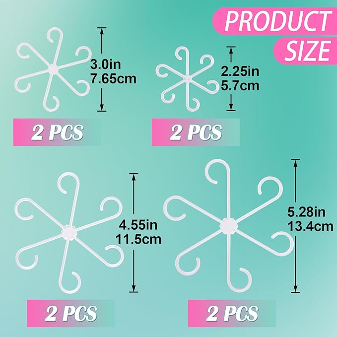 PAGOW 8 Pcs Climbing Houseplant Stem Supports, Clear Plastic Flower Plant Growth Stakes Trellis, Reusable Plant Stem Holders, Stem Hook Growth Accessories for Plant Garden (4 Sizes)