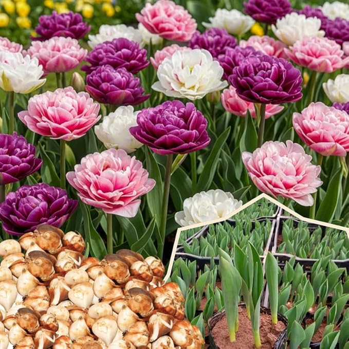 10 Tulip Bulbs for Spring Planting, Mix Double Large Tulip Bulbs for Fall Planting, Flower Bulbs