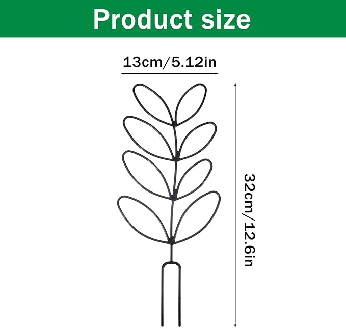 3 Pack Plant Trellis Indoor Small Metal Plant Support Stake for Indoor and Outdoor Plants Use, Leaf Shape Garden Stakes for Climbing and Potted Vine Ivy Flower Houseplant