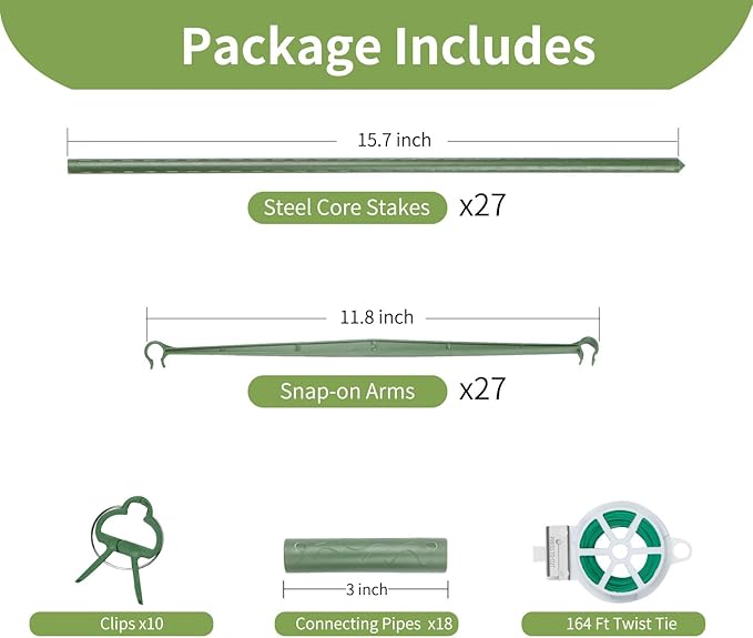 Tomato Cages for Garden, 4 Pack Up to 50” Tomato Trellis Height, Adjustable Plant Stakes with Plant Clips, DIY Shape Tomato Stakes, Garden Trellis for Climbing Vegetable Plants