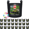 JERIA 24-Pack 10 Gallon Nonwoven Grow Bags, Plant Grow Bags，Heavy Duty Aeration Fabric Pots with Durable Handles, Come with 24 Pcs Plant Labels