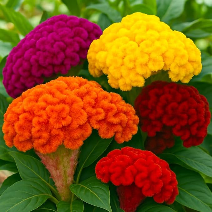 Seeds Cockscomb 200+ Seeds to Grow Celosia Cristata Celosia Argentea VAR. Cristata Velvet Flower Exotic Annual Plant Multicolor Mix
