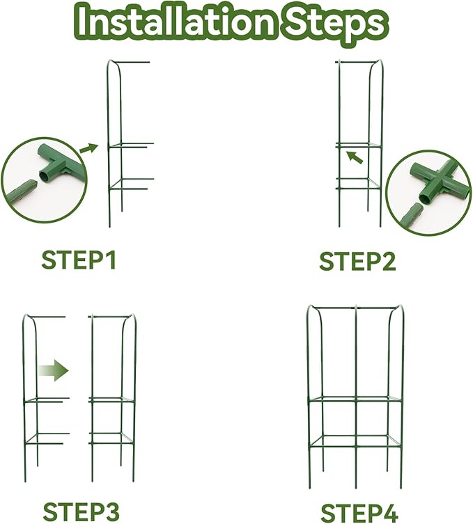 62" Tall Cucumber Trellis for Raised Bed, Garden Trellis for Climbing Plants Outdoor, U-Shape Metal Arch Vegetables Trellis Plant Support for Zucchini Squash Vines