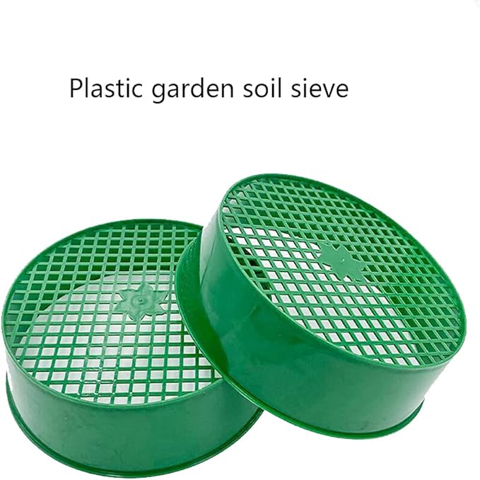 Green Round Garden Sieve Riddle Stone Sand Seedling Mesh Sieve Garden Tools For Compost Soil Stone Mesh Garden Tool Seed Sifting Sieve Planting Accessories Seed Sifting Sieve
