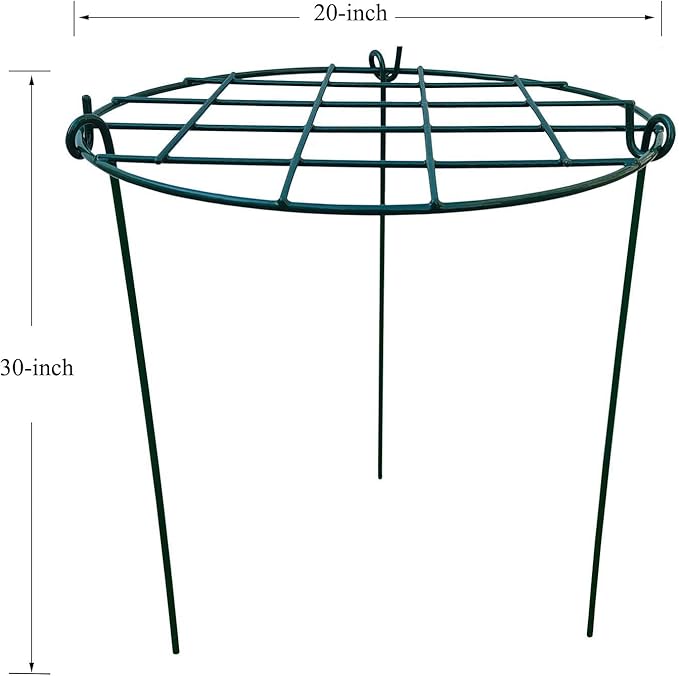 5 Pack 20 x 30 inch Poeny Cage Grow Through Grid Plant Brace Flower Support Rings, Round Metal Plant Stakes Rings, Strong Large Garden Supports for Flowers, Peonies, Rose, Lily