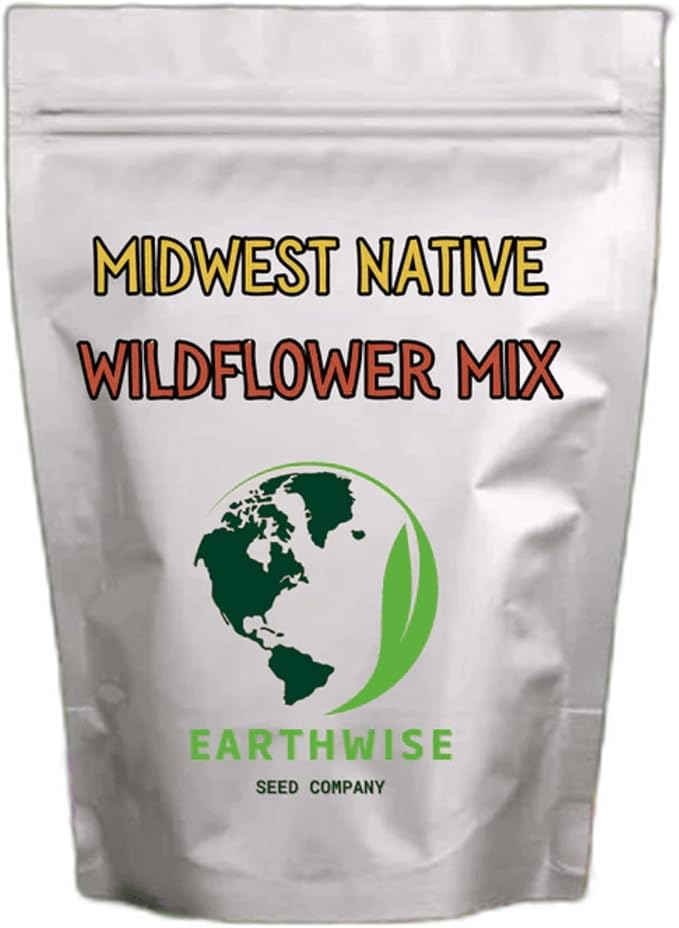 Earthwise Midwest Native Wildflower Seed Mix – 1/2 lb – Covers 500 sq ft – Region-Specific Flowers for Pollinators & Meadowscaping