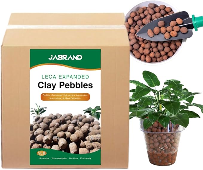 Jabrand Jabrand 5LBS LECA Clay Pebbles, Organic Expanded Clay Pebbles 4mm-16mm Hydroponics Supplies Aquaponics Orchid for Indoor and Outdoor Garden Plants…