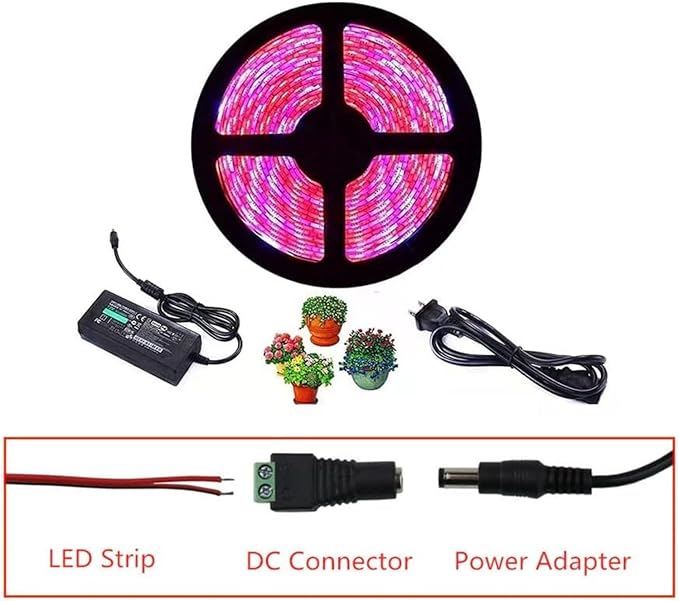 Grow Lights for Seed Starting, 16.4FT Full Spectrum LED Plant Grow Light Strips, Red & Blue 5:1, Waterproof Flexible Growing Lamp for Greenhouse Hydroponics
