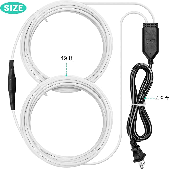 Soil Heating Cable, 49 ft Electric Warming Cable for Garden, Cold Frame, Keep Soil Warm