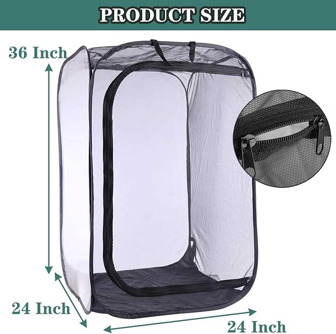 Mesh Plant Enclosure Pop-Up Cage Plant Protection Tent, 24”x 24”x 36” Mesh Plant Cover Grow Tent Plant Cover for Fruit, Vegetables, Pests, Bird and Pest Protection Guard for Flowers and Herbs