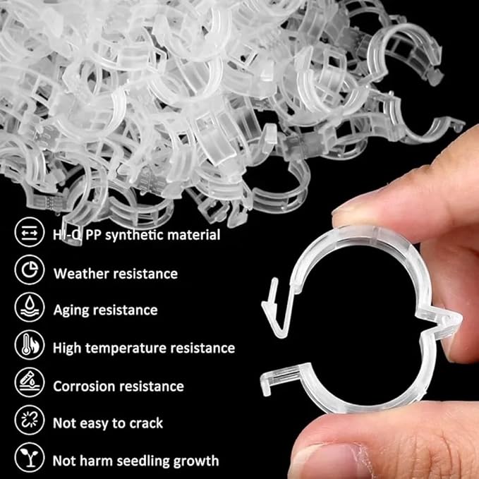50PCS Plant Support Clips Reusable Tomato Clips Plastic Trellis Clips Garden Clips Secured Plastic Plant Clip for Climbing Plants Tomato Grape Vine Vegetables Plant Fixing Clips, 1.18" Inner Diameter