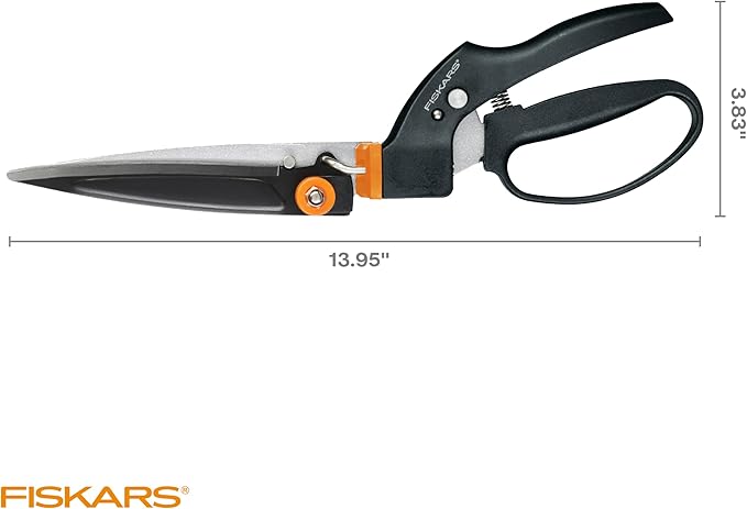 Fiskars Garden Swivel Grass Shears, Rotating Blades for Precise Lawn Edging, Spring-Action Handle, 5", Black/Orange