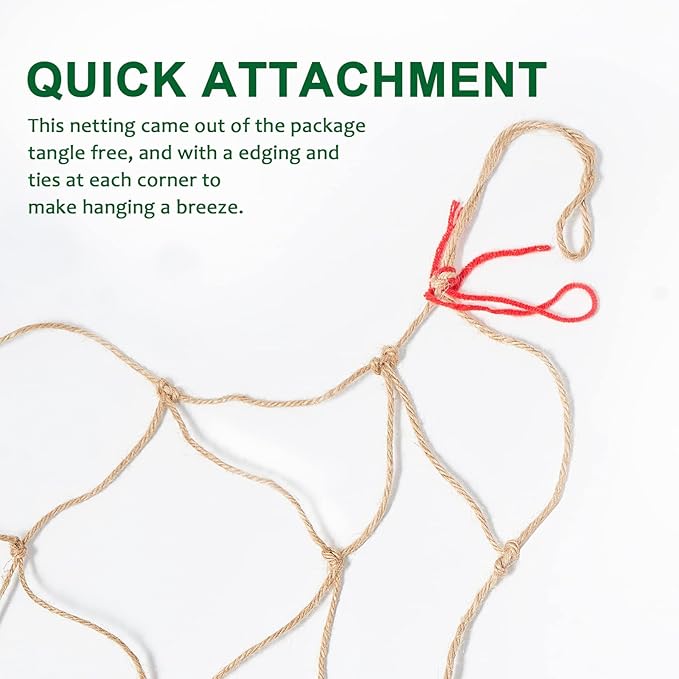 Jute Trellis Netting - Jute Netting for Garden, Heavy Duty Plant Support Netting for Climbing Plants, Cucumber, Vine, Fruits & Vegetables, Climbing Vining Plants (6.6 Ft x 32.8 Ft, 5.9 Inch Squares)