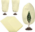 6 PCS Plant Covers Freeze Protection, 47.2"x31.5" Frost Blankets with Zipper Drawstring Reusable Winter Plant Protectors Bag Covers for Outdoor Garden Trees, Shrubs Cover for Frost Cold Pest, Beige