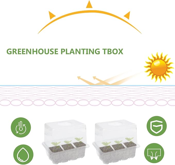 Yardwe 3pcs Plant Germination Boxes with 6 Holes, Thickened and Heightened Nursery Trays for Seedling Growth, Moisture and Heat Retention Planting Supplies for Garden and Greenhouse Use