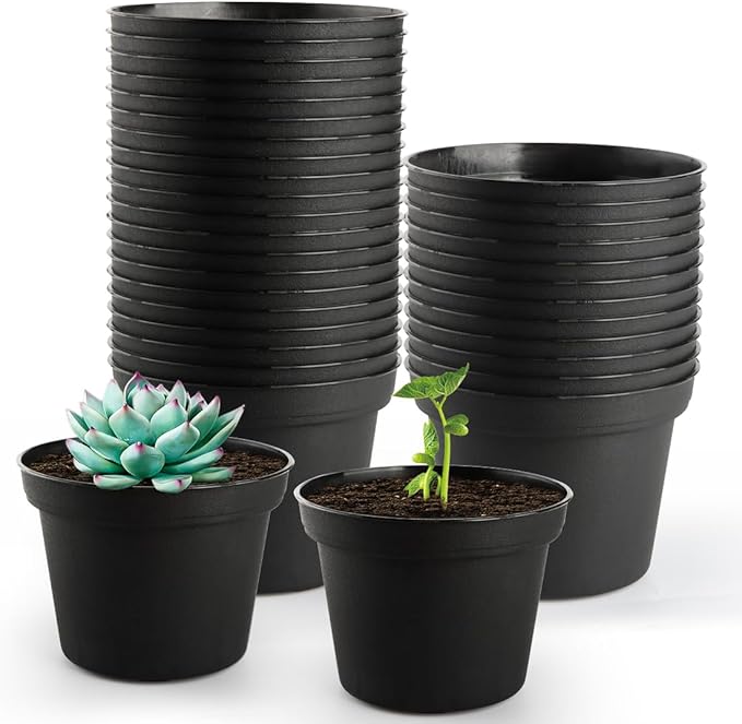 RooTrimmer 160 Pack 3 Inch Black Nursery Pots - Plastic Seedling, Seed Starter, Germination Pots with Drainage for Plants, Succulents, Flowers, Transplanting