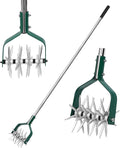 Garden Cultivator Adjustable Stainless Steel Handle, fine Rotary Cultivator Tiller for Small Scale Gardens Soil Loosening, Lawn Aeration, Fertilizer Mixing & Planting Preparation