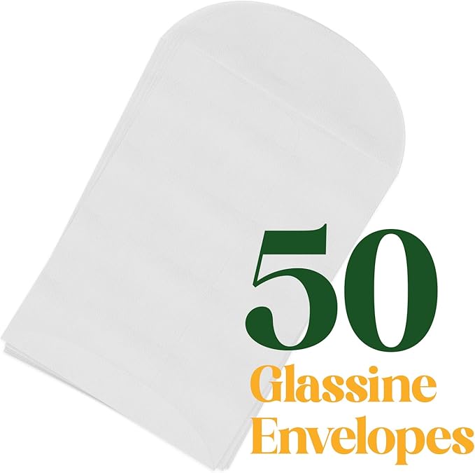 Seed Bloom 50 Sets of Square Planting Guide with Glassine Envelopes – Perfect for Seed Paper Products, Wedding Favors, and Gift Sets (Square Shape)