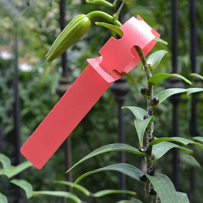 100Pcs Red Plant Tags Wrap Around Tree Tags Markers Ties Removable Adjustable Attach Garden Labels (8.27"x0.8")