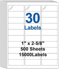 Bostlabel 30 Up Labels 1" x 2-5/8" Shipping Address Labels for Laser/Inkjet Printers, 500 Sheets 15000 Pcs Self Adhesive 30 pet Sheet Return Address Mailing Label Stickers