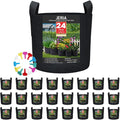 JERIA 24-Pack 3 Gallon Nonwoven Grow Bags, Plant Grow Bags，Heavy Duty Aeration Fabric Pots with Durable Handles, Come with 24 Pcs Plant Labels