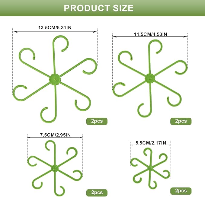 Plant Stem Support, Plant Support for Indoor Plants, 4 Sizes Climbing Houseplant Stem Supports, Plant Support Rings, Leaf Holders, Indoor Plant Stakes Stabilizer Accessories (8, Green)
