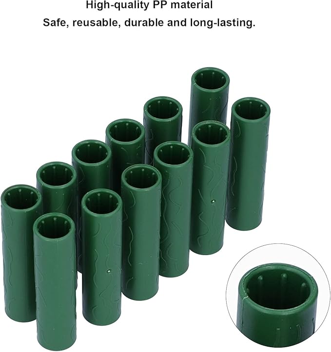 12PCS Plant Stake Connector, Garden Plant Support Stake Joint Connectors for Climbing Plants Frame Stakes Pipe Connector Set Material for Garden Trellis Frame Greenhouse Support Rod Holder