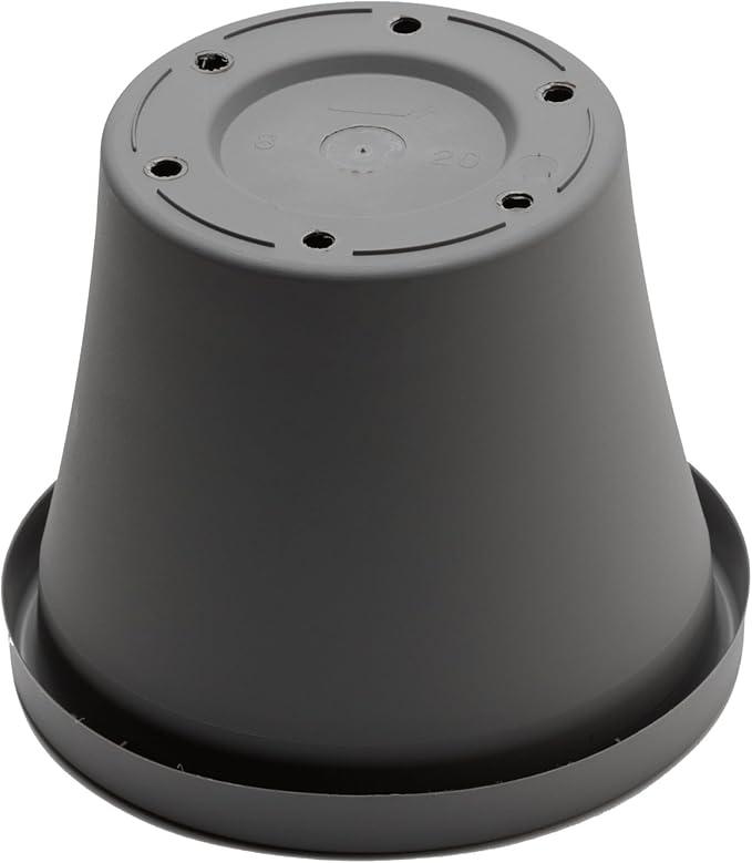 Bloem Terra 4" Diameter Round Charcoal Resin Planter Pot with Pre-Drilled Drainage Holes for Indoor and Outdoor Gardening