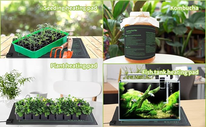 NAMOTEK 2 Pack Seedling Heat Mat, Durable Waterproof Seed Germination Heating Mat, Warm Hydroponic Plant Heating Pad