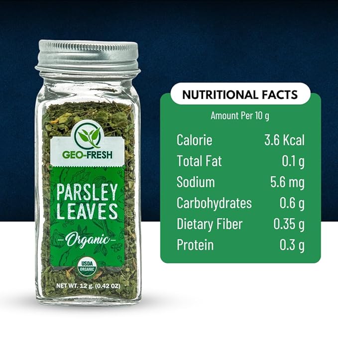 Geo-Fresh Organic Parsley, 0.42 oz (12g), Seasoning | Soups & Salads | Non-GMO, Kosher, 100% Organic, Gluten Free, USDA Certified