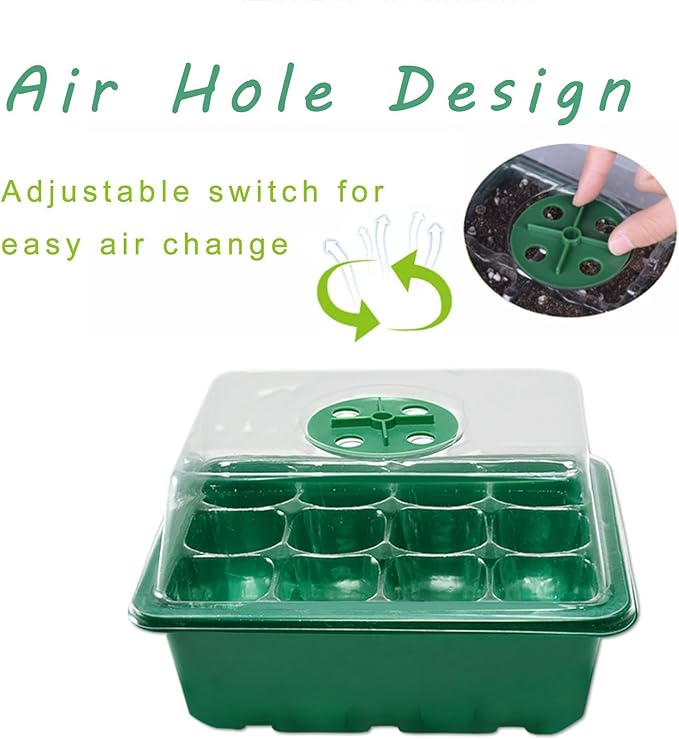 Starter Kit Tray with Grow Light, Adjustable Humidity Drainage, 6Pack Germination with Transparent Domes for Vegetables, Succulent Plant seedlings,Starting Greenhouse[Energy Efficiency Class A+++]