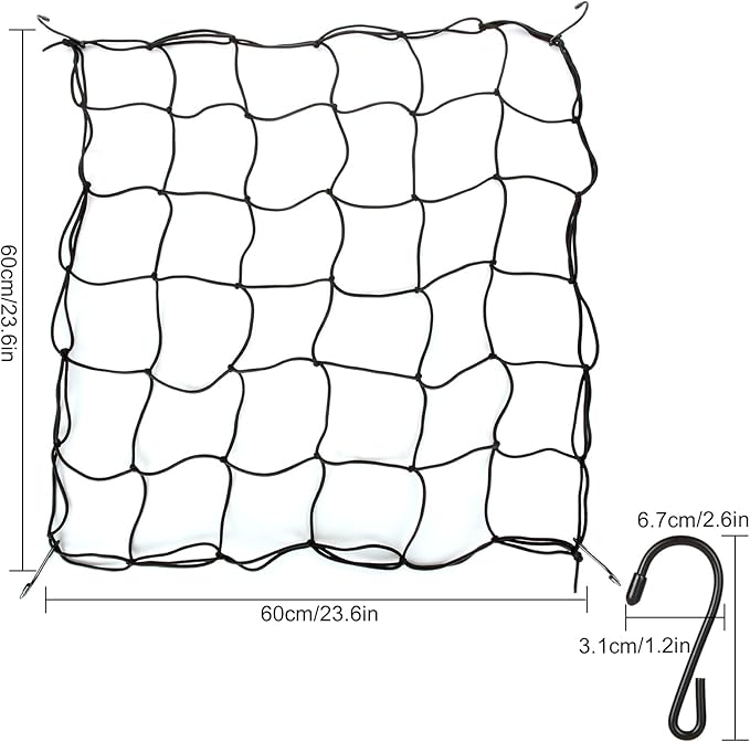4PCS Grow Tent Net, Flexible Net Trellis Fits 4x4ft and More Size, Stretchy Trellis Netting with Hooks for Garden Balcony Yard Plants Growing and Climbing, Black