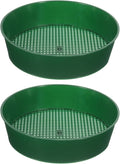 PATIKIL Garden Soil Sifter 8" Dia 1/8" Mesh Screen, 2 Pack Plastic Sand Sieve Sifting Pan Tool for Plant Gardening Flower Nursery, Green