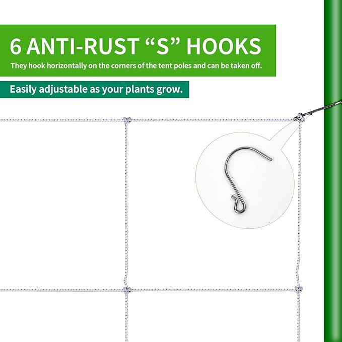 iPower 2-Pack 3x3FT Elastic Trellis Netting with 6 Hooks for Greenhouse Indoor and Outdoor Climbing Plants, Flowers, 3' x 3', White