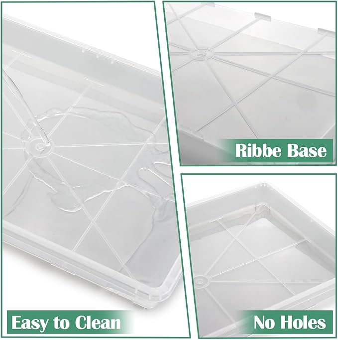 Clear Seed Starter Trays 5 Pack(17"x11"x2"), Reusable Plastic Carrying Seedling & Nursery Trays, Durable Flat Pots Trays, Transparent Square Tray for Planting and Collecting Drainage Water