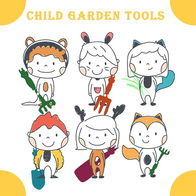 Kids Gardening Tools Set Metal for Kids Hand Shovel Mini Garden Tools for Kids, Safe Toy Gardening Tools for Soil Planting Digging Transplanting 4 Pieces