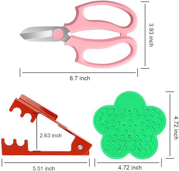 4PCS Garden Pruning Shears Scissors Kit, Rose Thorn Remover, Tree Pruner Hand Tools, Cordless Trimmer & Floral Gloves for Gardening Flower Arrangement