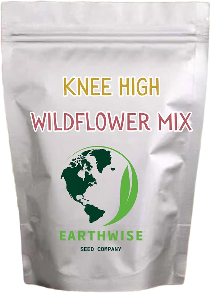 Earthwise Knee High Wildflower Meadow Blend, 1/2 lb Wildflower Seed Mix – Covers 500 sq ft – Pollinator & Bee-Friendly Flowers