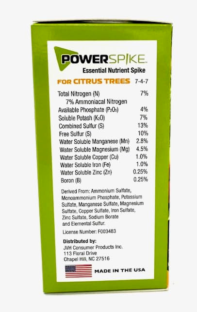 for Citrus Trees. Essential Nutrient Spike formulated to Feed All Types of Fruit Trees (Orange, Lemon, Lime, Peach, Plum, etc.) and Address Common Deficiencies (30 Spikes - 9.6 Lbs)