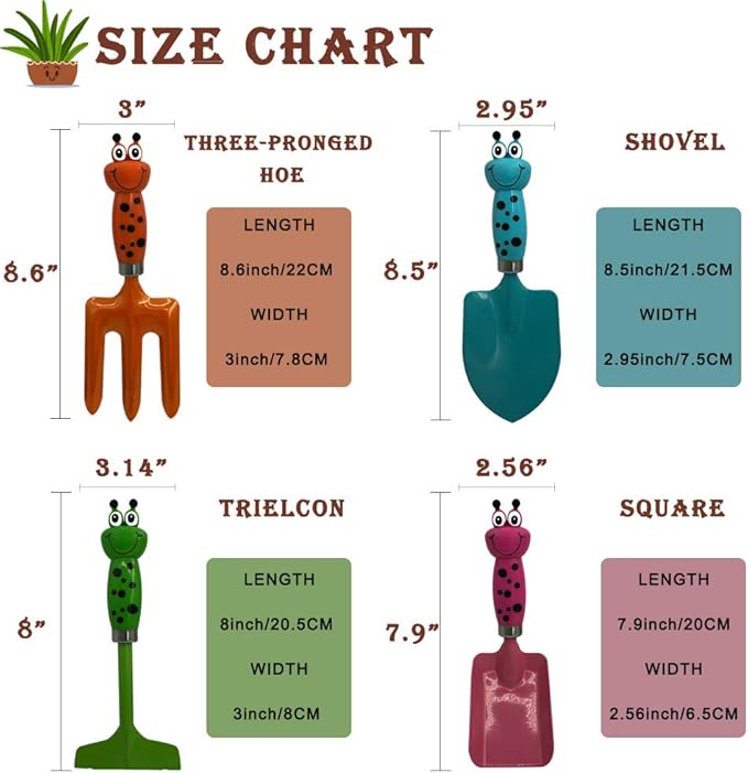 Kids Gardening Tools Gloves Set: 4 Cute Shovel Spade for Kid Garden Work with 1 Toddler Gloves for Teen Boy Girls