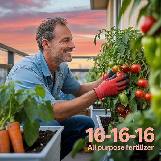 Gardenera 16-16-16 Premium All Purpose Professional Fertilizer - Lawn, Flower, Tree, Shrub & Vegetable Fertilizer (1 Quart)