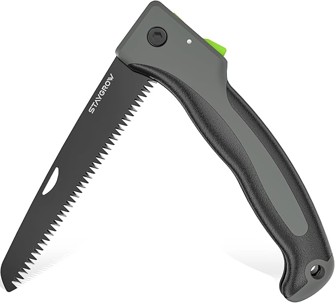 7 Inch Folding Hand Pruning Saw, Heavy Duty Foldable Camping Saw with 7” Hardened SK5 High Carbon Steel Blade Garden Folding Saw for Wood Cutting, Tree Trimming, Gardening, and Hunting