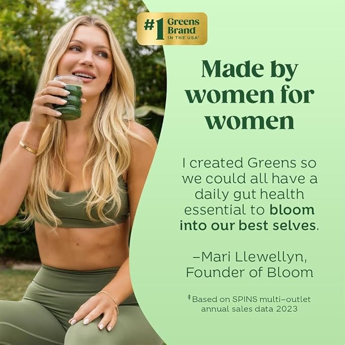 Bloom Nutrition Superfood Greens Powder, Digestive Enzymes with Probiotics and Prebiotics, Gut Health, Bloating Relief for Women, Chlorella, Green Juice Mix with Beet Root Powder, 30 SVG, Citrus