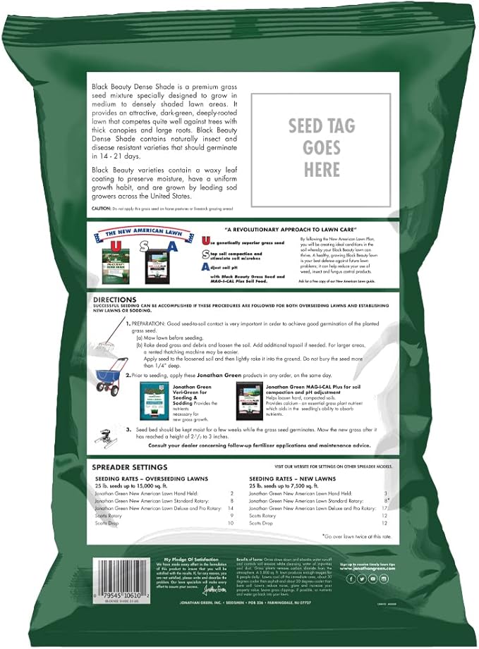 Jonathan Green (10610) Black Beauty Dense Shade Grass Seed - Cool Season Lawn Seed (25 lb)