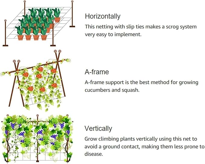 6.5x60ft Heavy Duty Garden Trellis Netting, UV-Resistant Polyethylene Plant Climbing Net, 6x6 Inch Square Mesh, for Cucumber Tomato Bean Grape Flower Outdoor Gardening