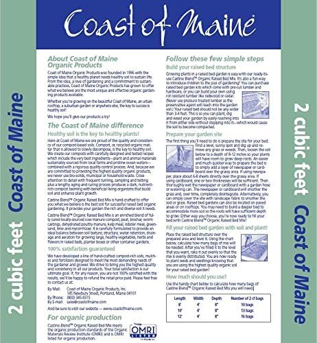 Coast of Maine Organic & Natural Castine Blend Soil - Nutrient-Rich Garden Soil w/Mycorrhizae, Biochar - Enhanced Drainage & Aeration - for Raised Bed Gardening & Container Gardening (2 cu ft)