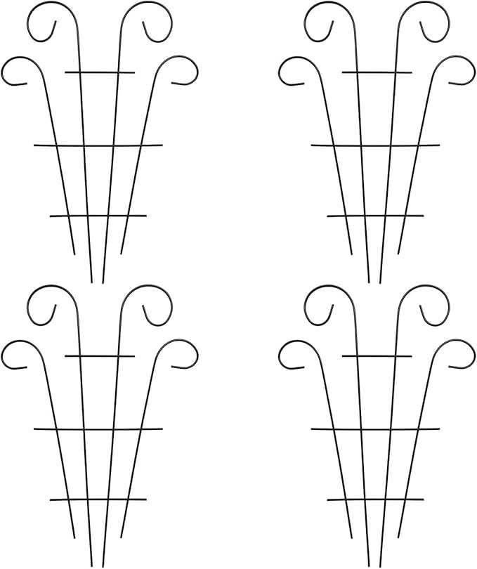 4 Pack 16'' Black Plant Wave Shape Trellis for Potted Climbing Plants Indoor, Outdoor Metal Garden Trellis for Climbing Plants House Plants Flowers Vine Ivy